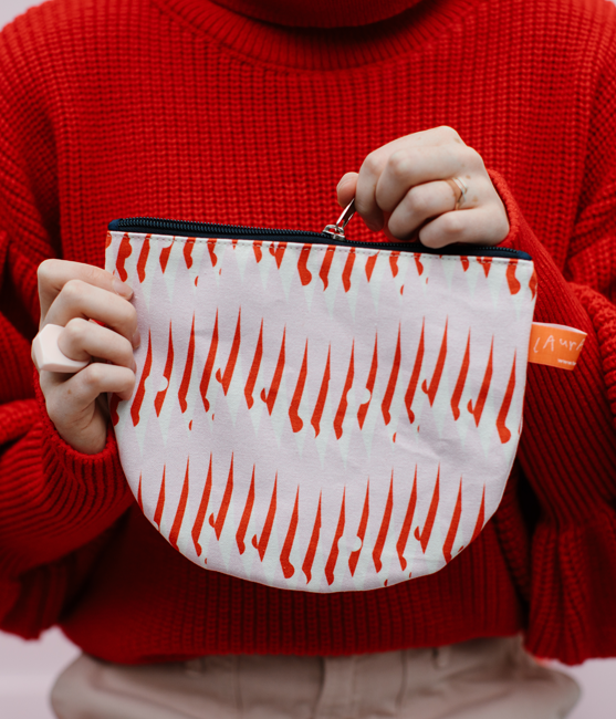 Make Up Pouch - Peas - Pink / Red