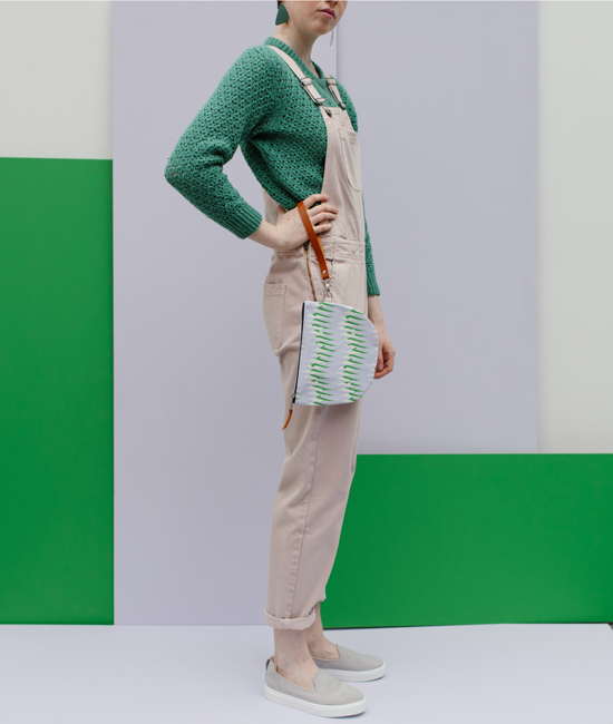 Wristlet Pouch - Peas - Green / Purple