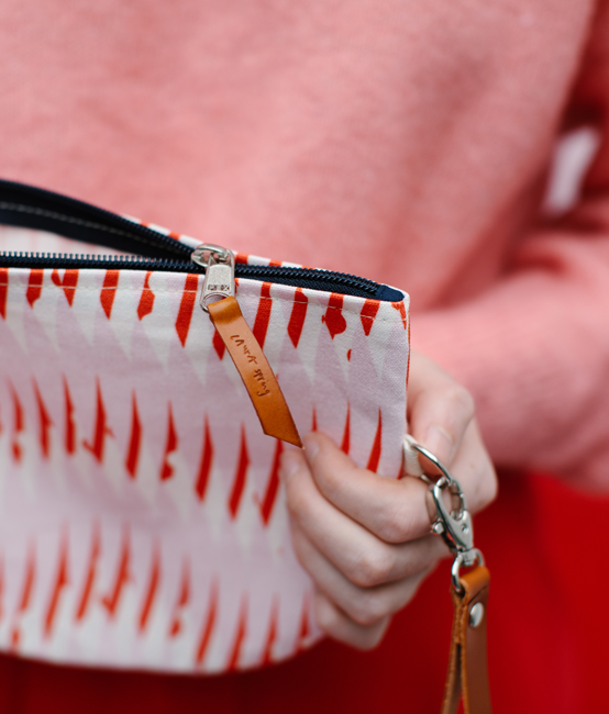 Wristlet Pouch - Peas - Pink / Red