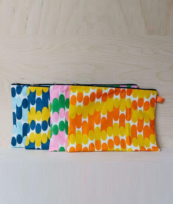 A4 Travel Pouch - Milkky - Blue & Mustard