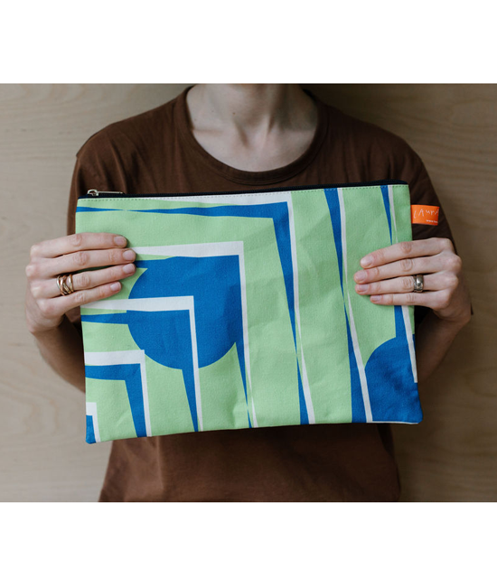 A4 Travel Pouch - Mask & Shift - Blue & Green