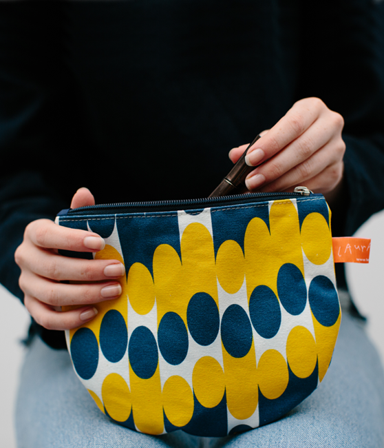 Make Up Pouch - Milkky - Blue & Mustard