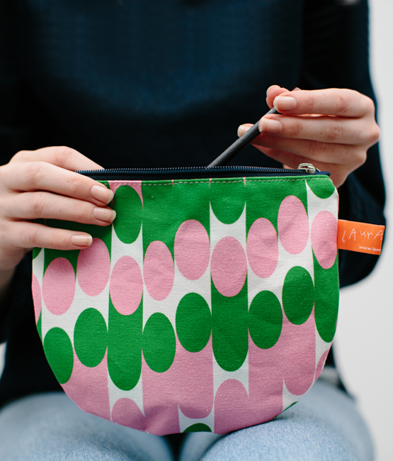 Make Up Pouch - Milkky - Pink & Green