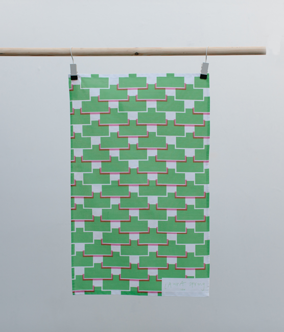 Tea Towel - Ida - Green / Pink