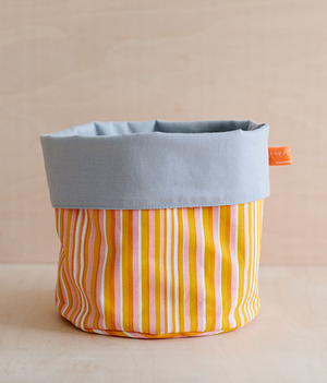 Fabric Storage Pot - Stripe - pink + mustard