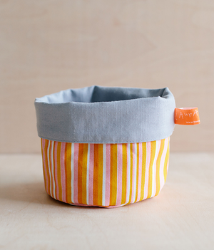 Fabric Storage Pot - Stripe - pink + mustard