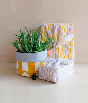 Fabric Storage Pot - Arrow - mustard