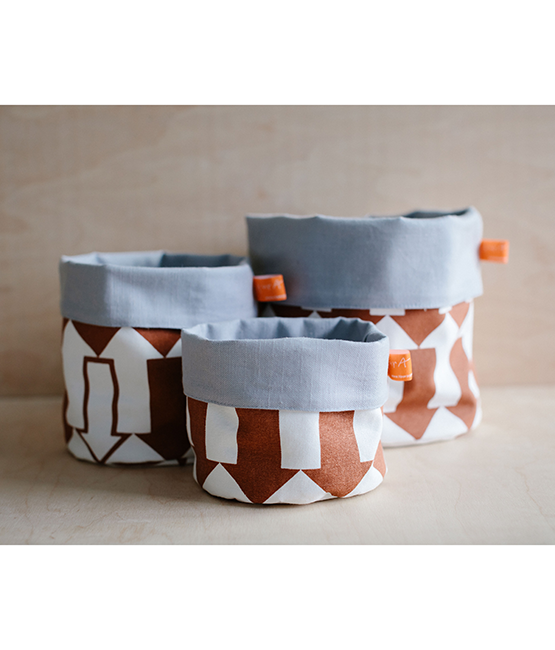 Fabric Storage Pot - Arrow - brown