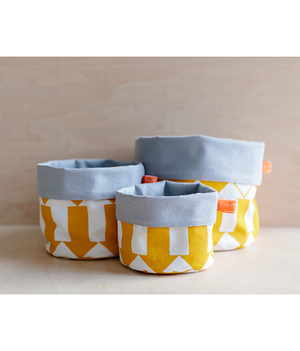 Fabric Storage Pot - Arrow - mustard