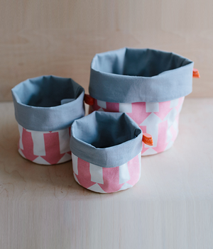 Fabric Storage Pot - Arrow - pink