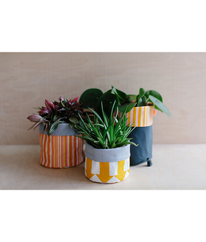 Fabric Storage Pot - Arrow - mustard