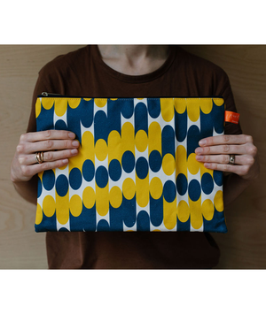 A4 Travel Pouch - Milkky - Blue & Mustard