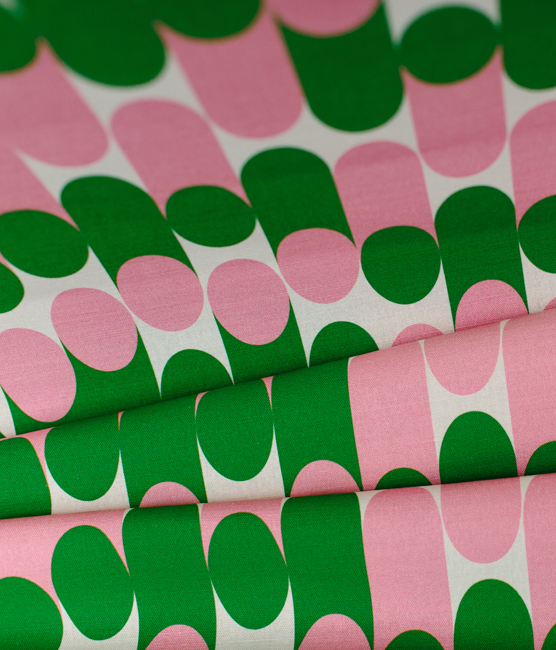 Fabric By The Metre - Milkky - Pink / Green